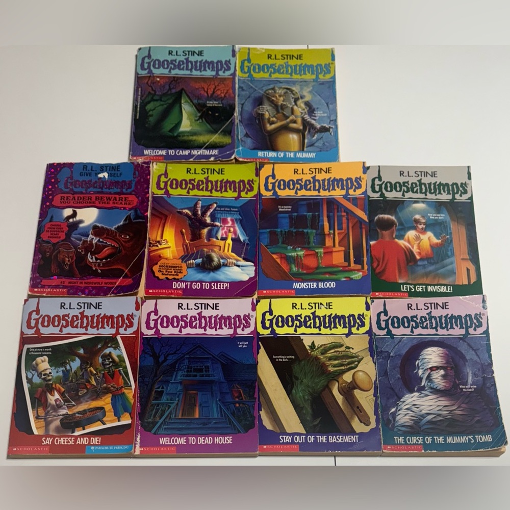 Goosebumps Horror Fiction Books by R.L Stine Lot of 10 Scholastic 1990s Vintage